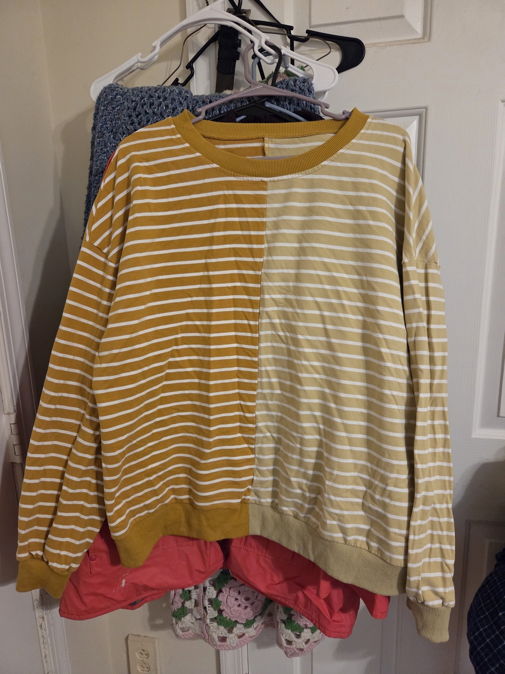 Colorblock Striped Long Sleeve Tee - Mustard & Cream